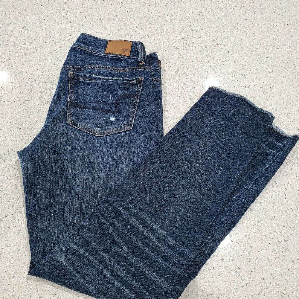 AMERICAN EAGLE TOMGIRL DISTRESSED JEANS SIZE 0 Ripped Distressed Super Stretch